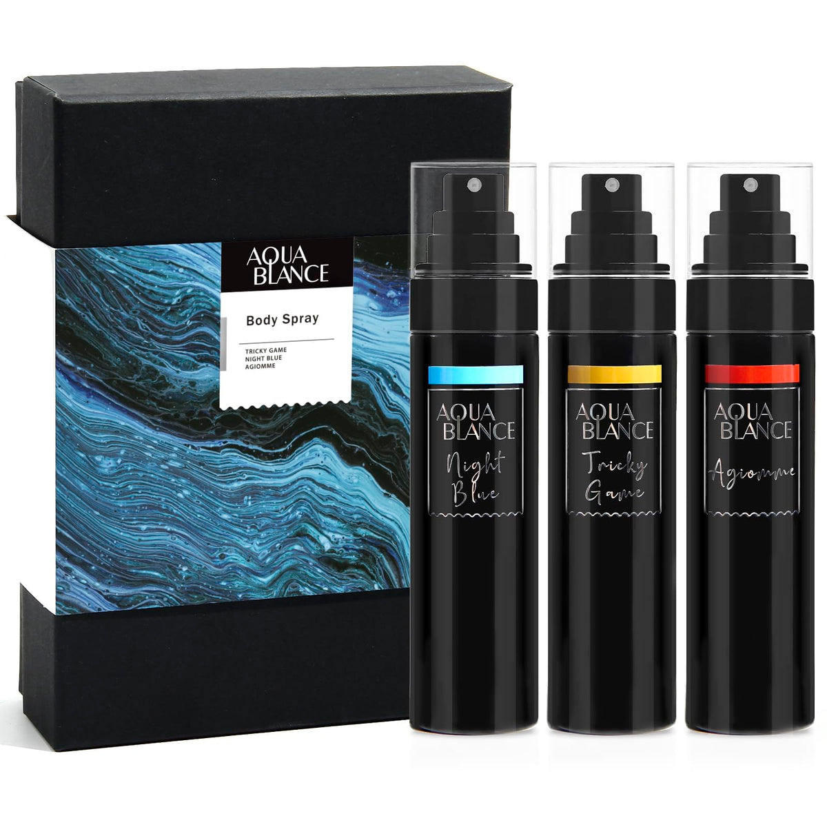 AQUA BLANCE tricky-game-bottle-blue emphasizes rugged refinement for all-day freshness