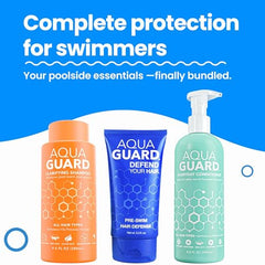 Aqua Guard post-swim shampoo bottle, gently removing chlorine while restoring softness