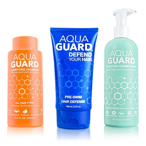 Aqua Guard pre-swim cream bottle showing chlorine protection for swimmers