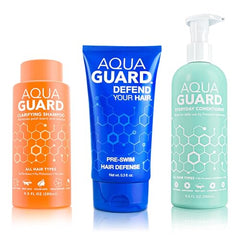 Aqua Guard pre-swim cream bottle showing chlorine protection for swimmers
