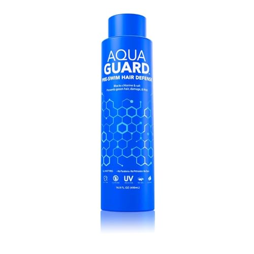 AQUA GUARD Pre-Swim Hair Defense bottle ready for pre-swim chlorine protection.
