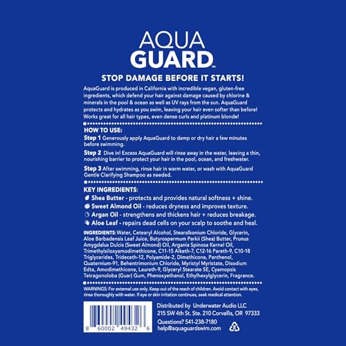 AQUA GUARD pre-swim use encouraging healthier hair before swimming.
