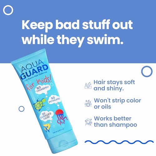 AQUA GUARD Pre-Swim in a bathroom scene before swimming emphasizing quick, protected prep for pool days.