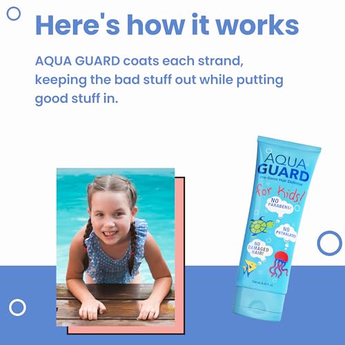 AQUA GUARD Pre-Swim on smooth, hydrated hair showcasing reduced brittleness after a swim.