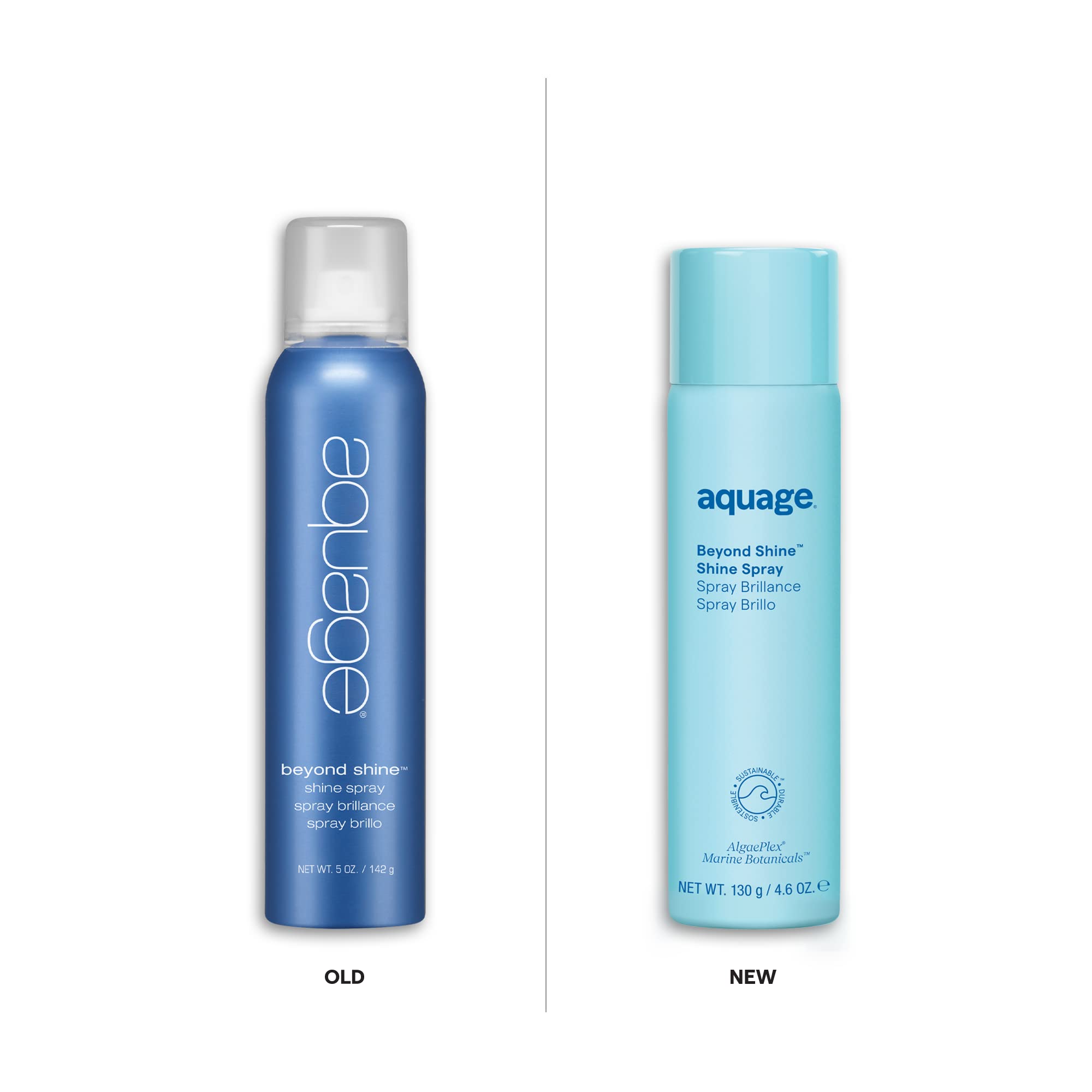 Aquage Beyond Shine glossy finish on hair enhances shine without weight.
