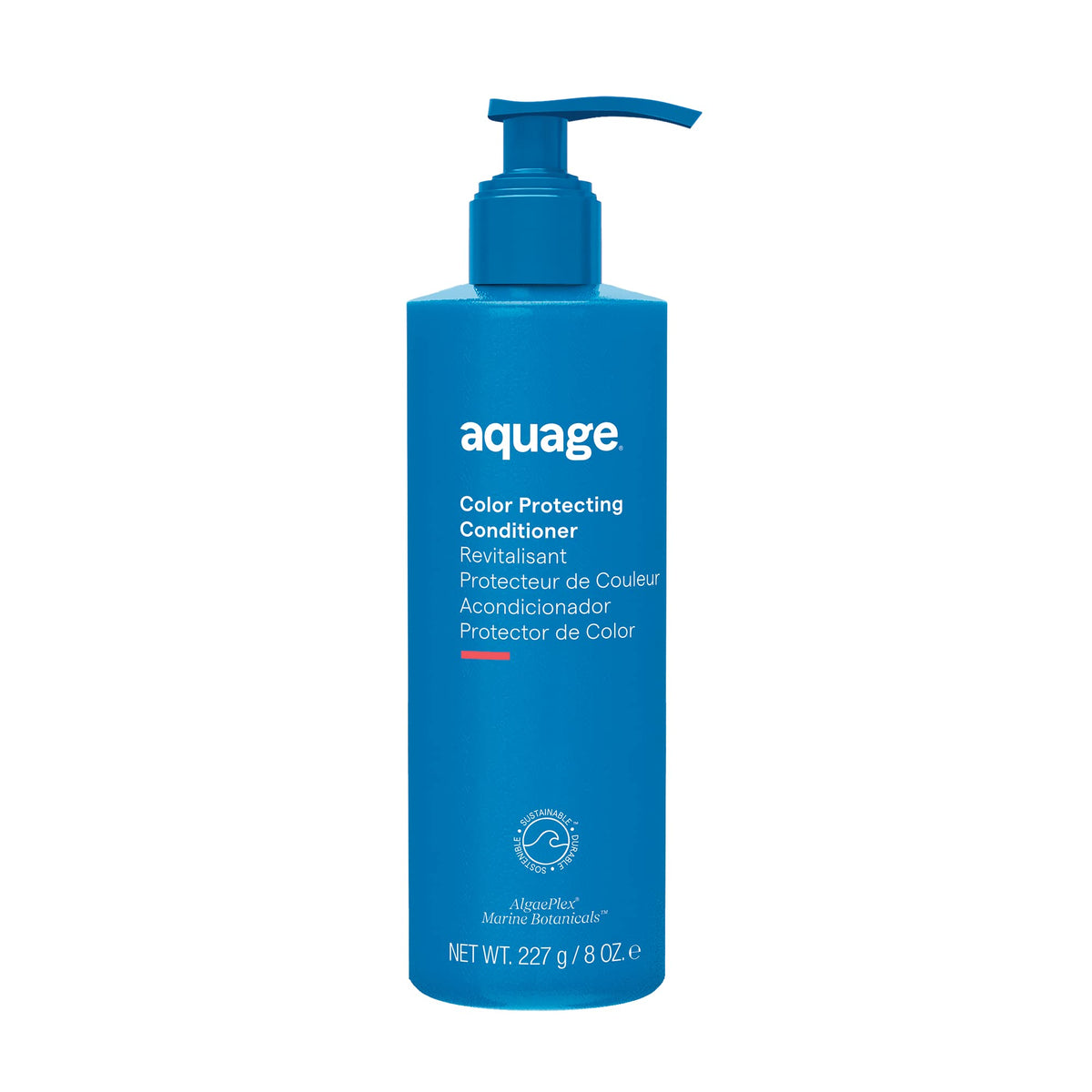 Aquage color protecting conditioner bottle front with glossy label promoting color retention
