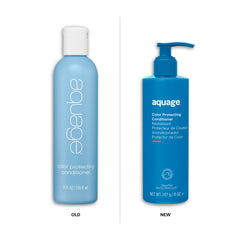 Aquage color protecting conditioner packaging highlighting color care and premium formula