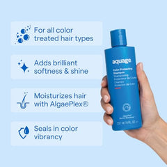 Aquage Color Protecting Shampoo bottle side view highlights gentle cleansing for color-treated hair
