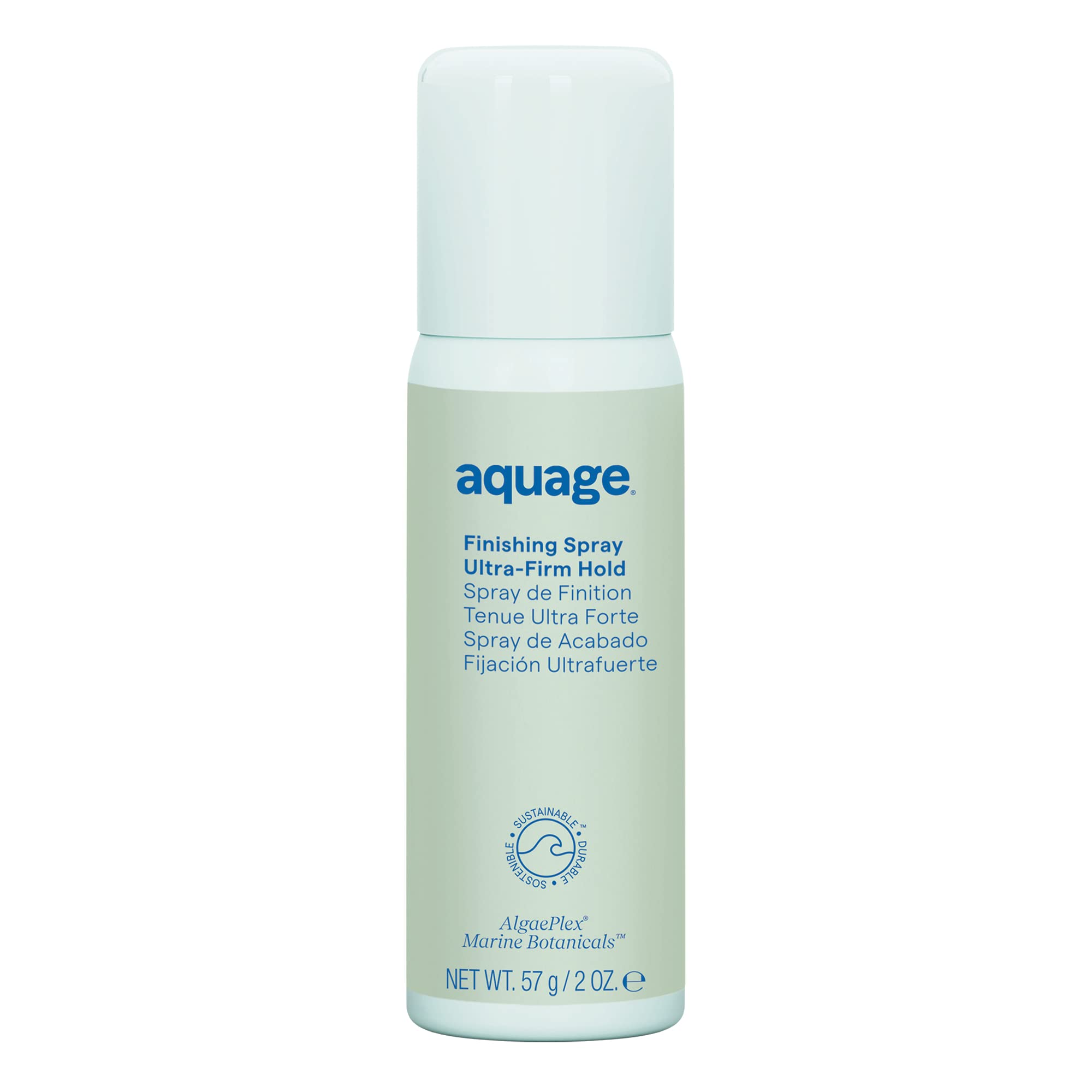 Aquage Finishing Spray travel-size bottle provides on-the-go hold and shine.