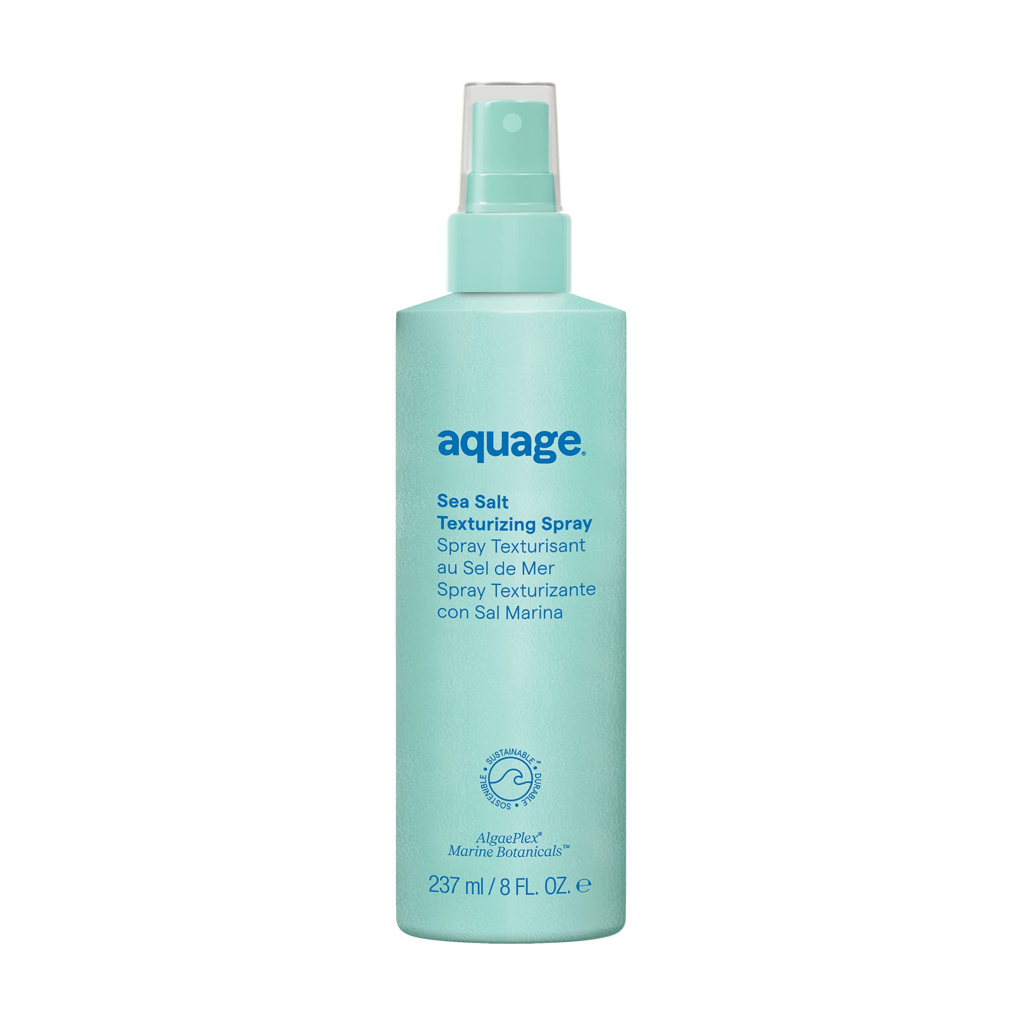 Aquage Sea Salt Texturizing Spray bottle closeup showing beachy texture benefits