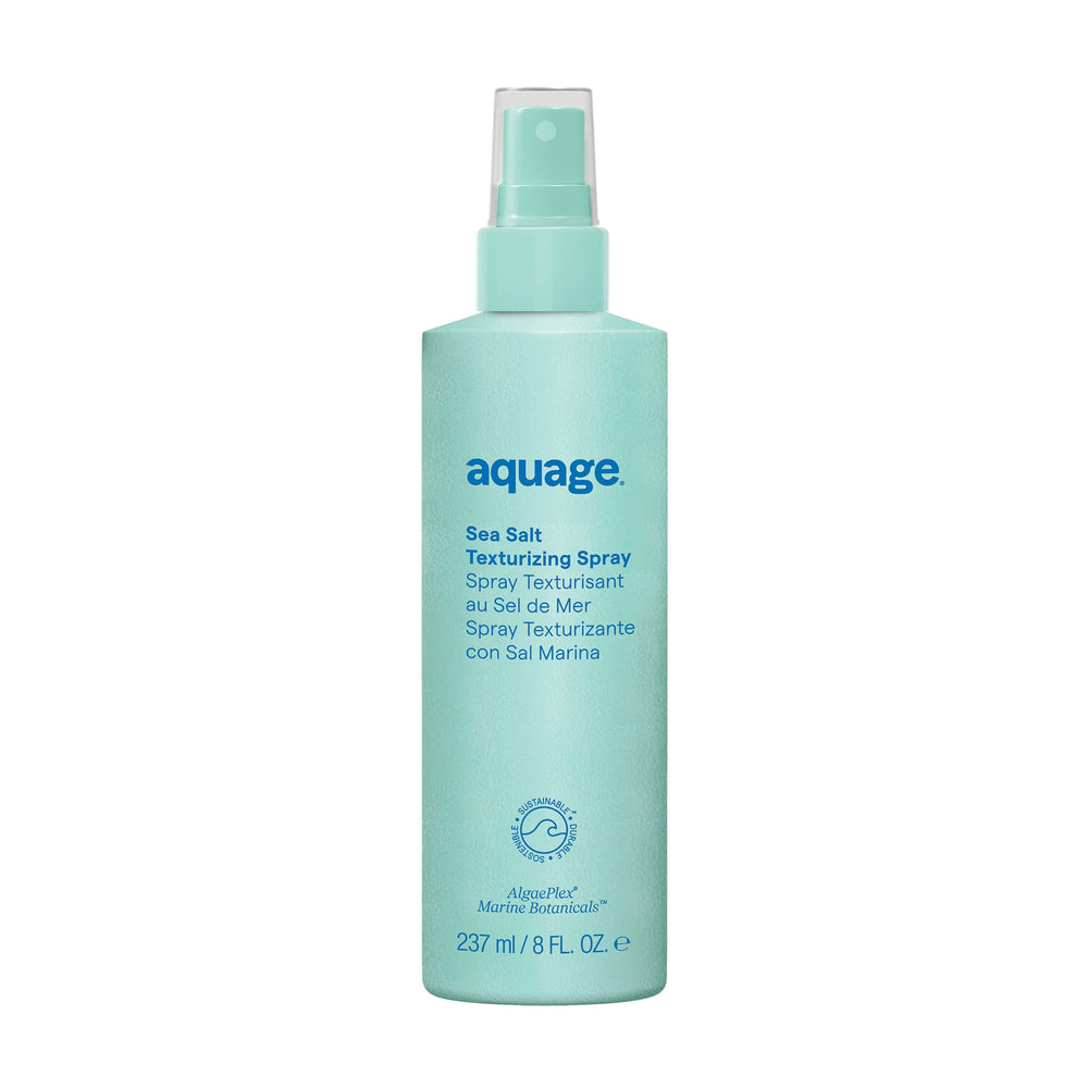 Aquage Sea Salt Texturizing Spray bottle closeup showing beachy texture benefits