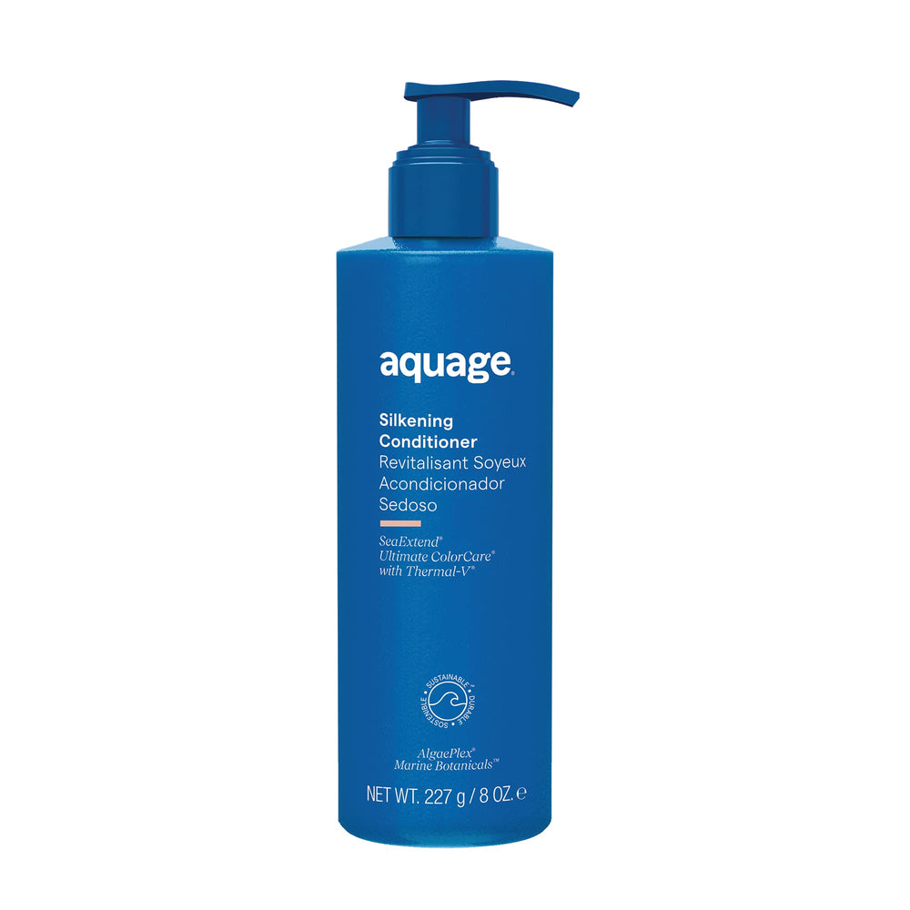 Aquage SeaExtend Silkening Conditioner bottle for smoother, more manageable hair.