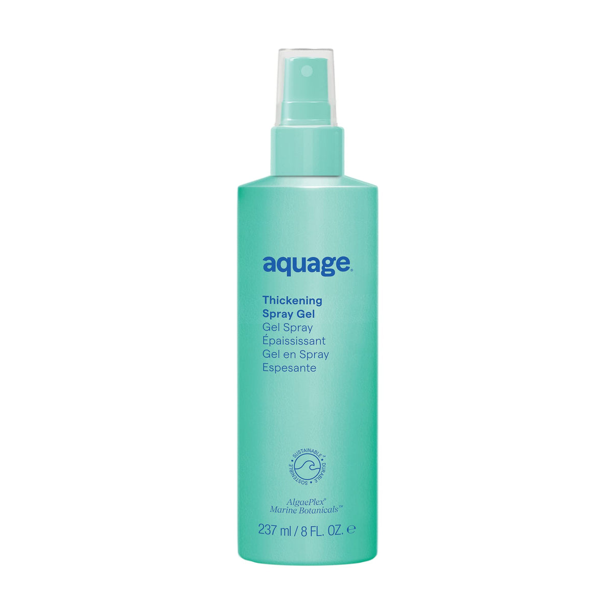 Aquage Thickening Spray Gel bottle adds body to fine hair