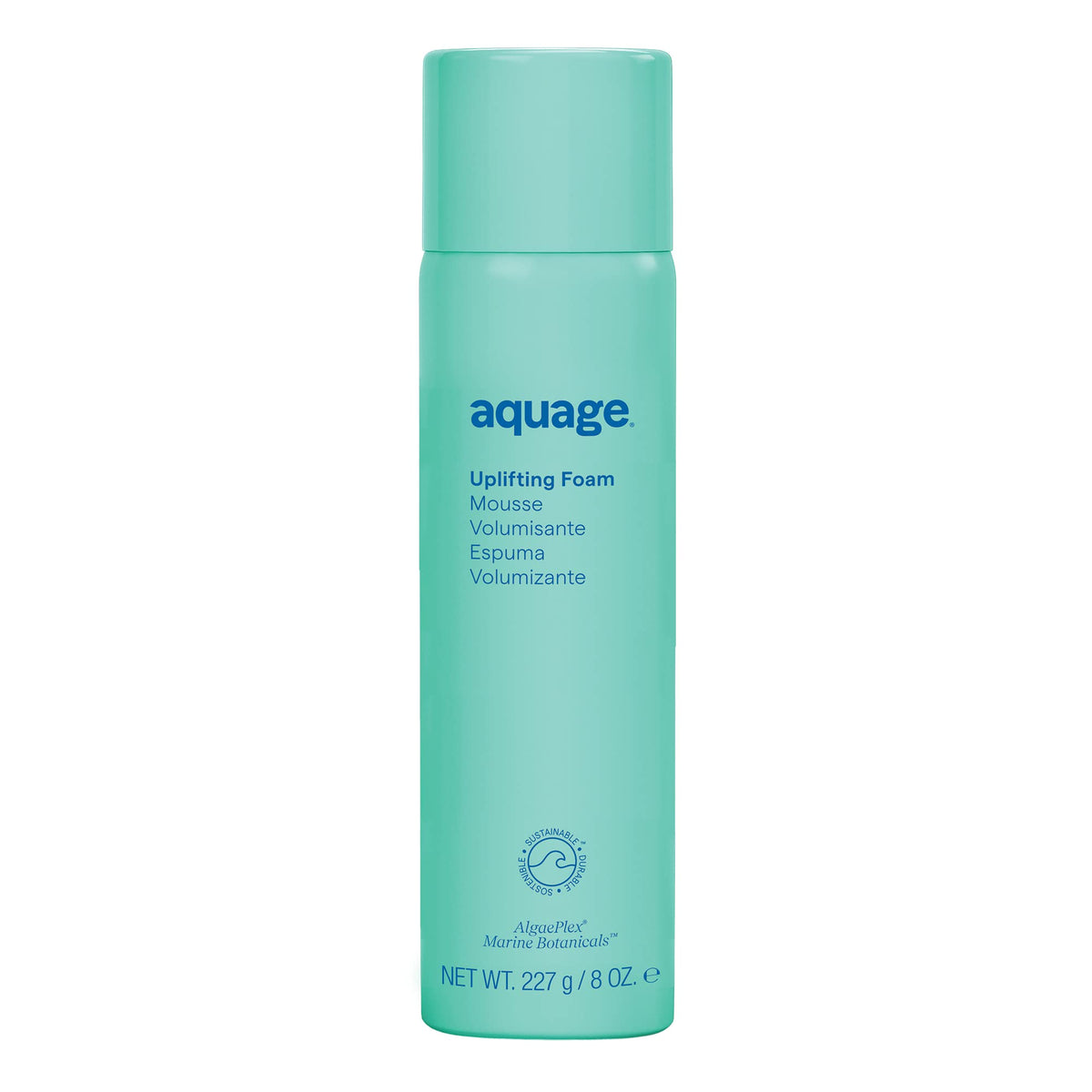 Aquage Uplifting Foam pump-dispense for easy, weightless styling.