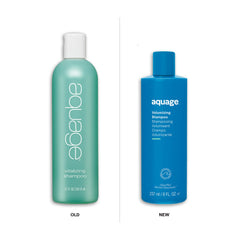 Aquage Volumizing Shampoo back label shows color-safe cleansing details for color-treated hair