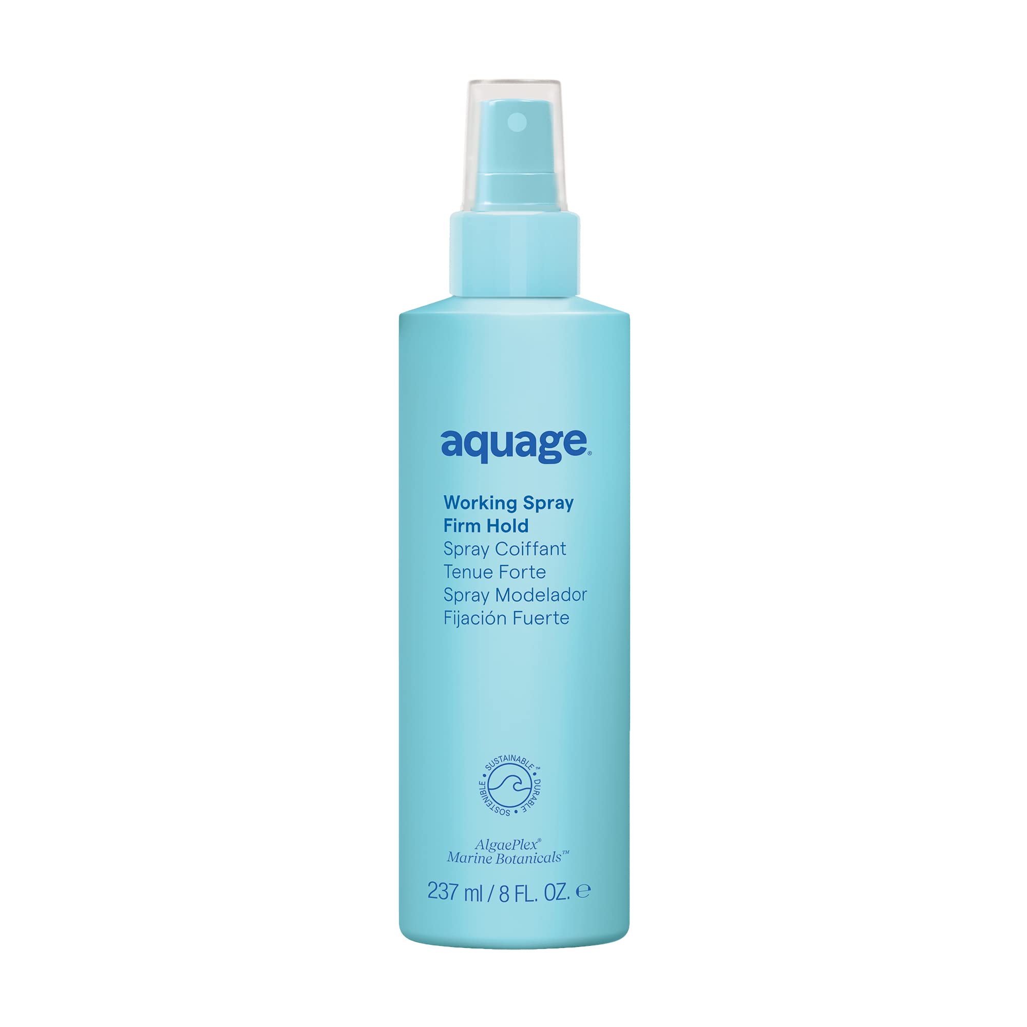 Aquage Working Spray bottle 8oz demonstrating firm hold for versatile styling