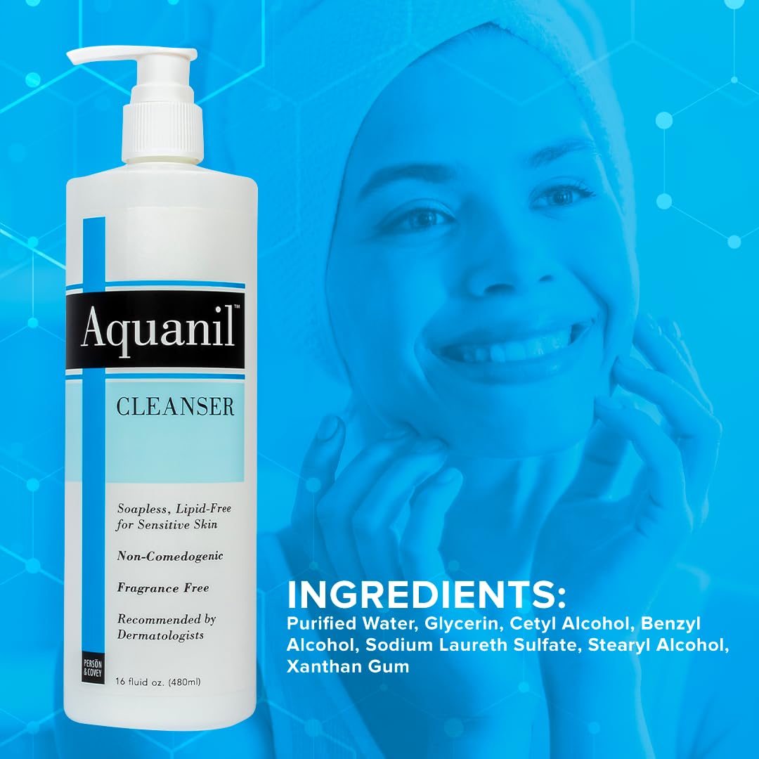 Aquanil cleanser foamed lather demonstrates soapless, non-drying cleansing action