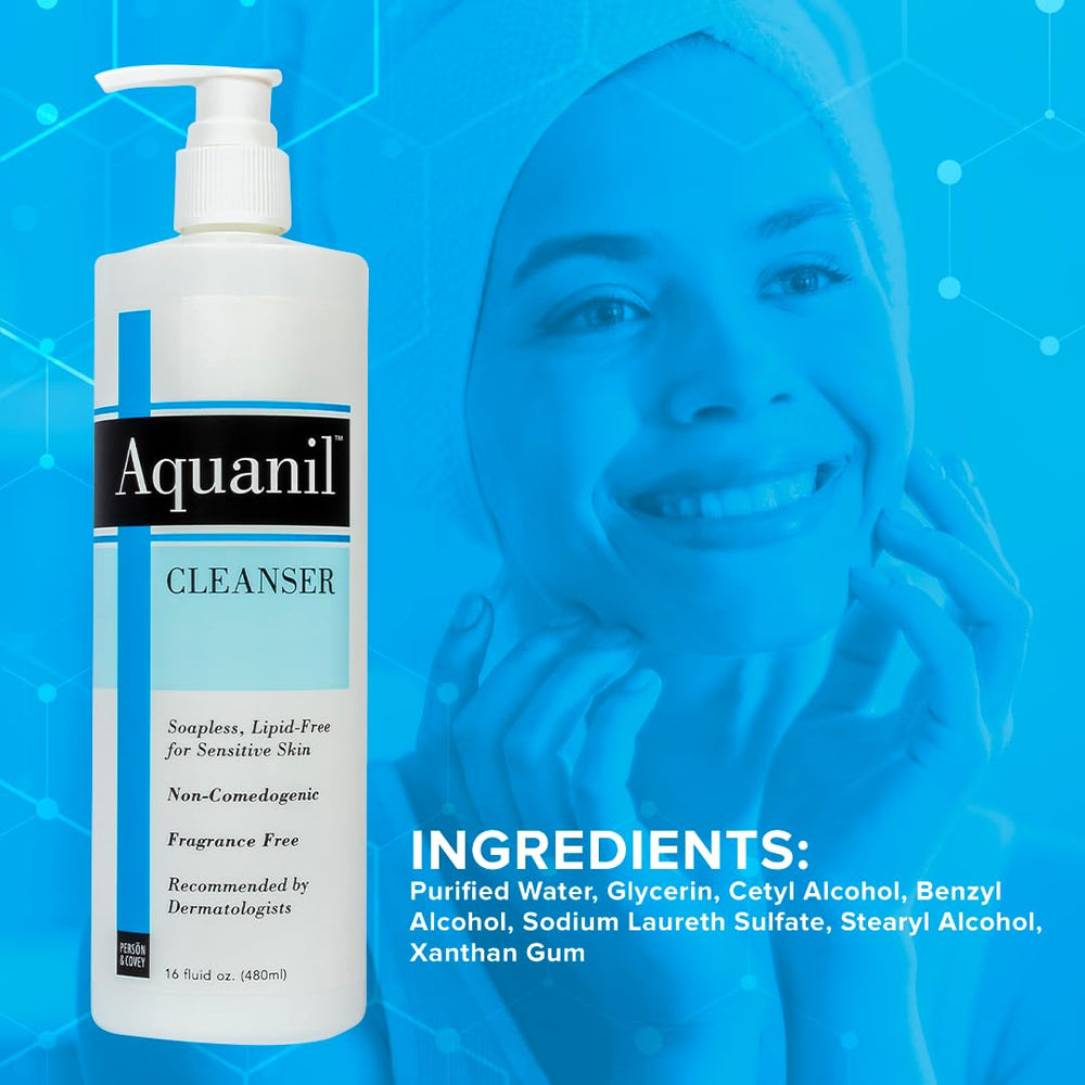 Aquanil cleanser foamed lather demonstrates soapless, non-drying cleansing action