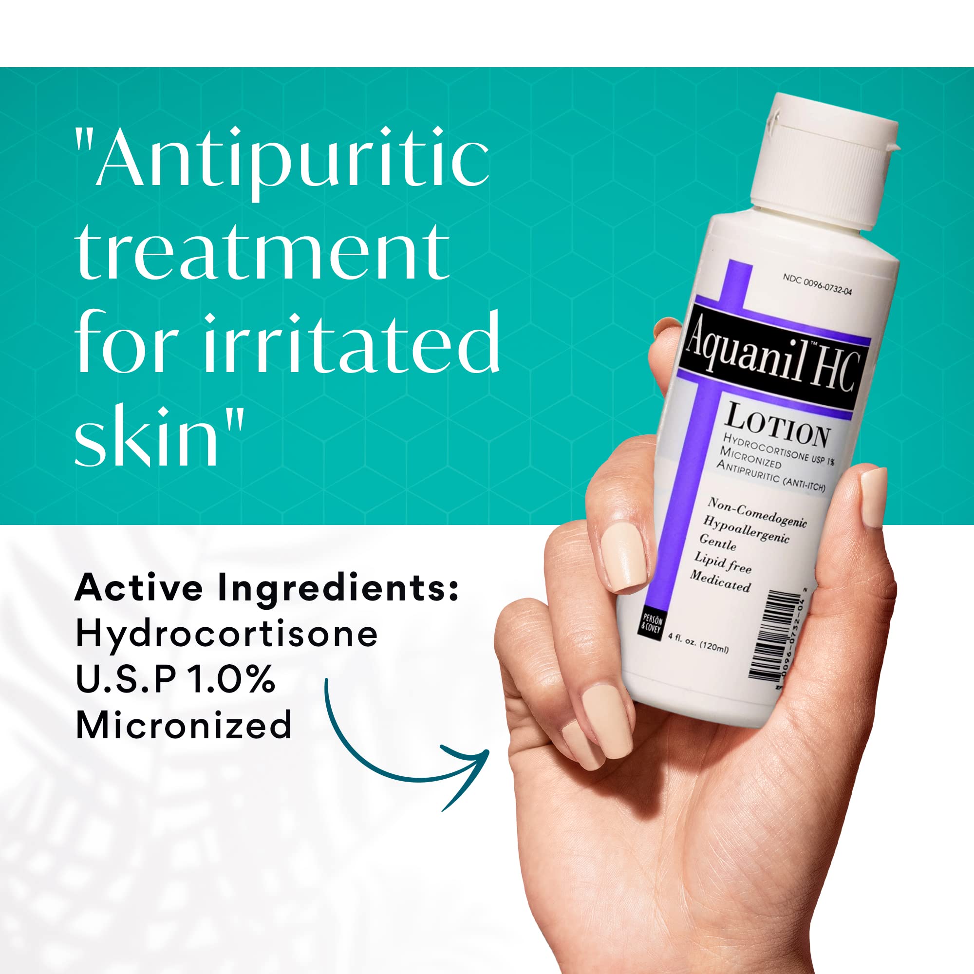 Aquanil HC Lotion being applied to skin for itch relief and comfort.