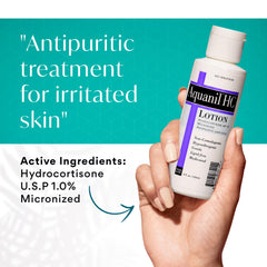Aquanil HC Lotion being applied to skin for itch relief and comfort.