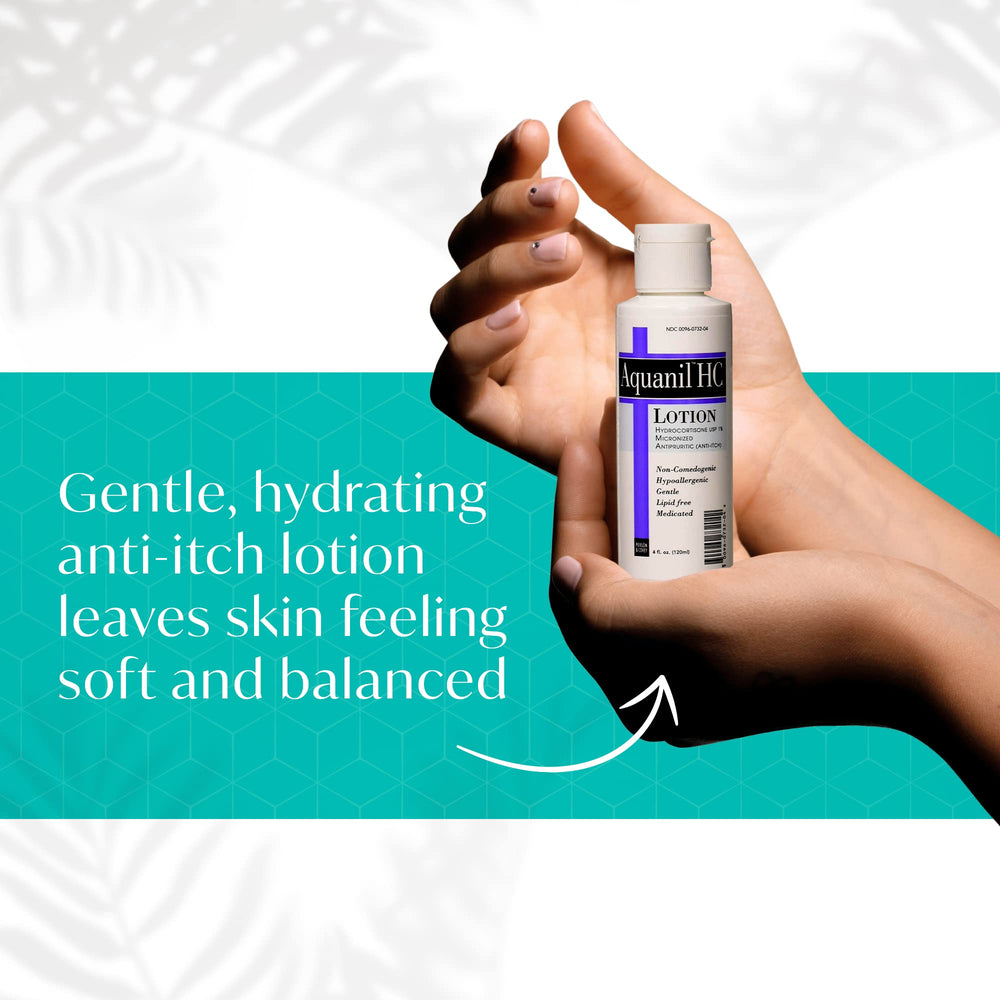 Aquanil HC Lotion texture close-up showing lightweight, oil-free feel.