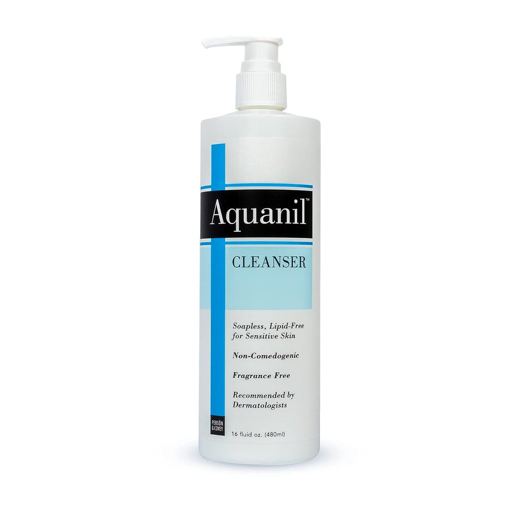 Aquanil Lotion cleanser bottle 8oz with spill-proof lid for gentle cleansing.