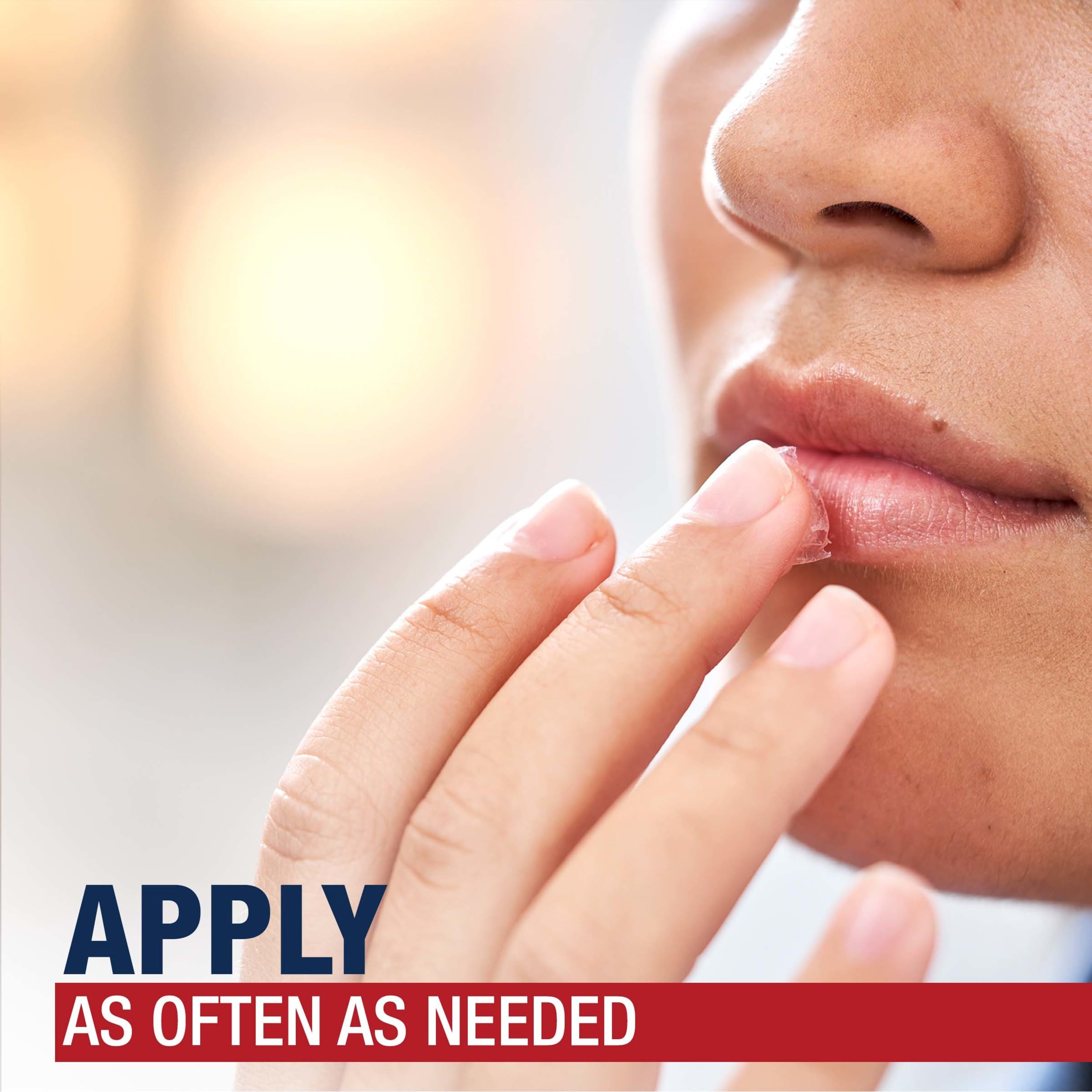Aquaphor being applied to lips to provide instant soothing and protection