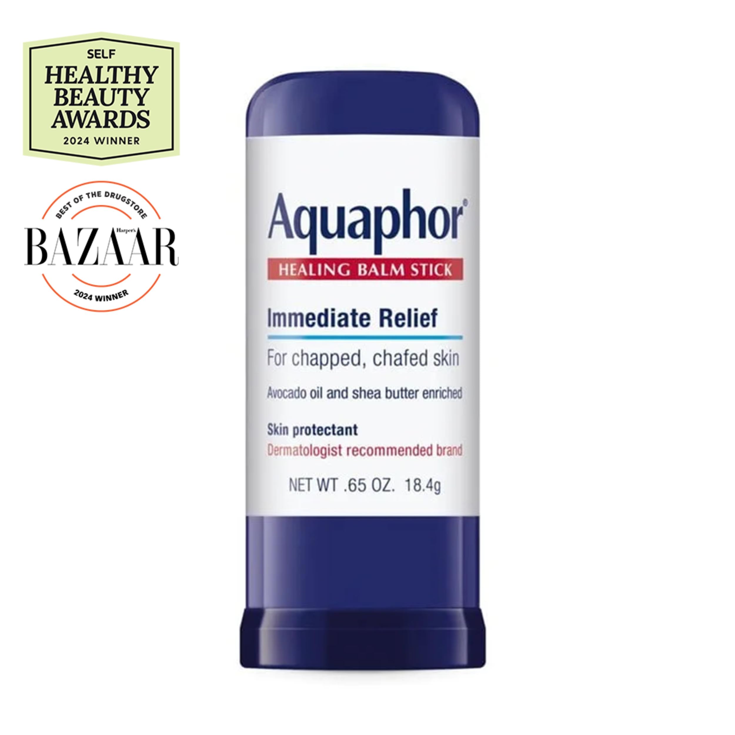 Aquaphor open twist-up stick showing smooth balm ready for mess-free use