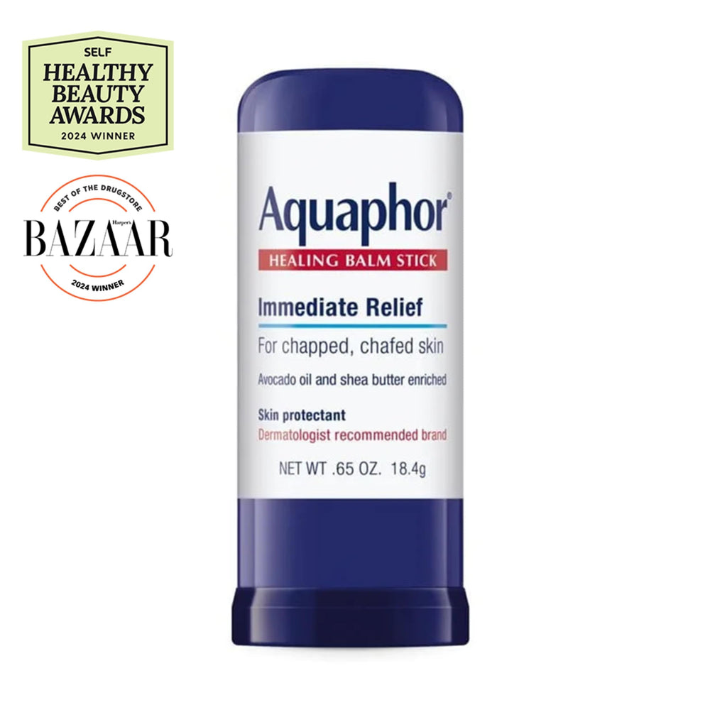 Aquaphor open twist-up stick showing smooth balm ready for mess-free use