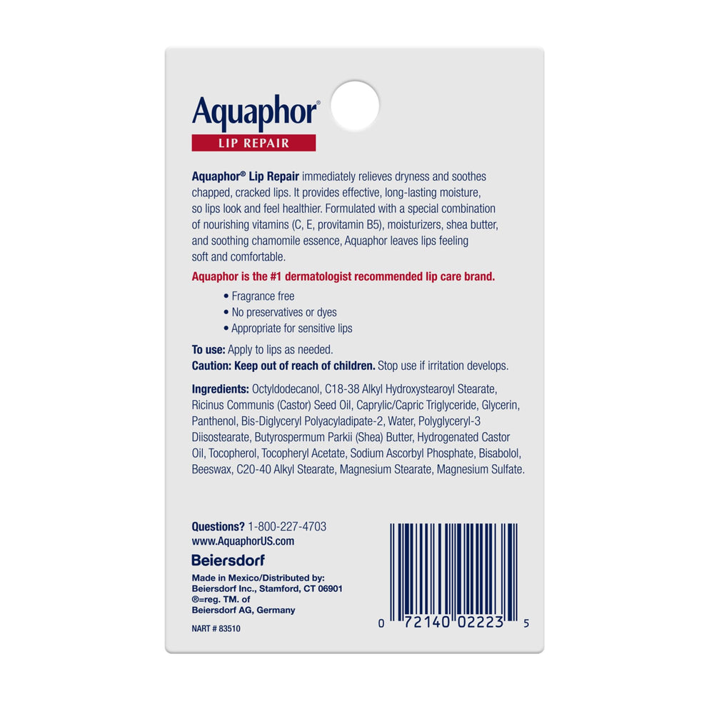 Aquaphor ingredient close-up featuring shea butter and chamomile benefits