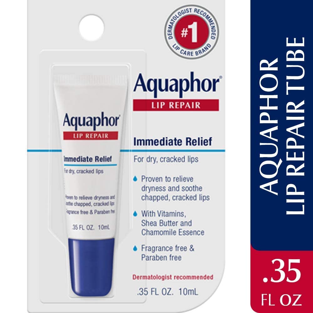 Aquaphor with shea butter and jojoba oil visuals showing nourishing ingredients