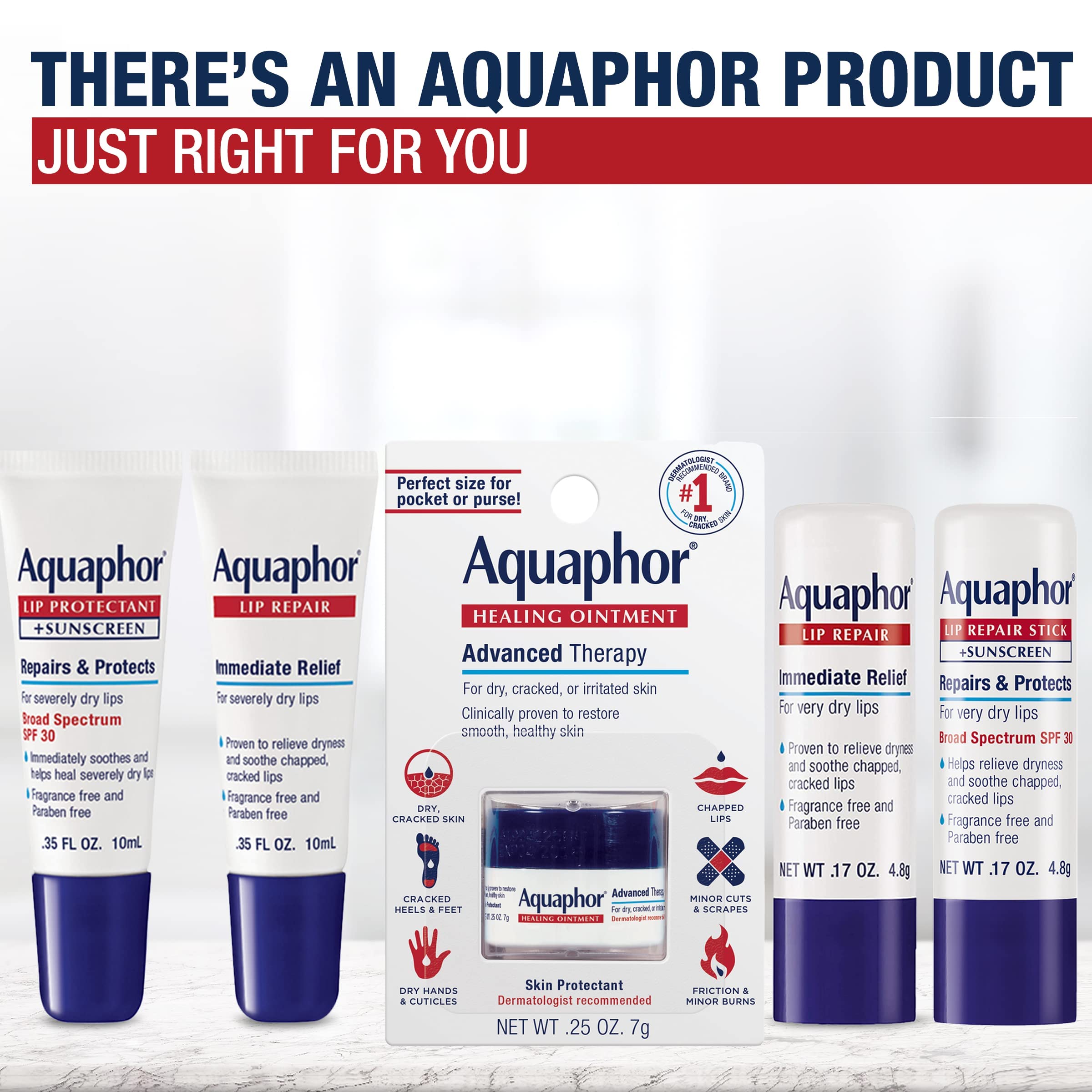 Aquaphor applied under lip color illustrating compatibility with makeup
