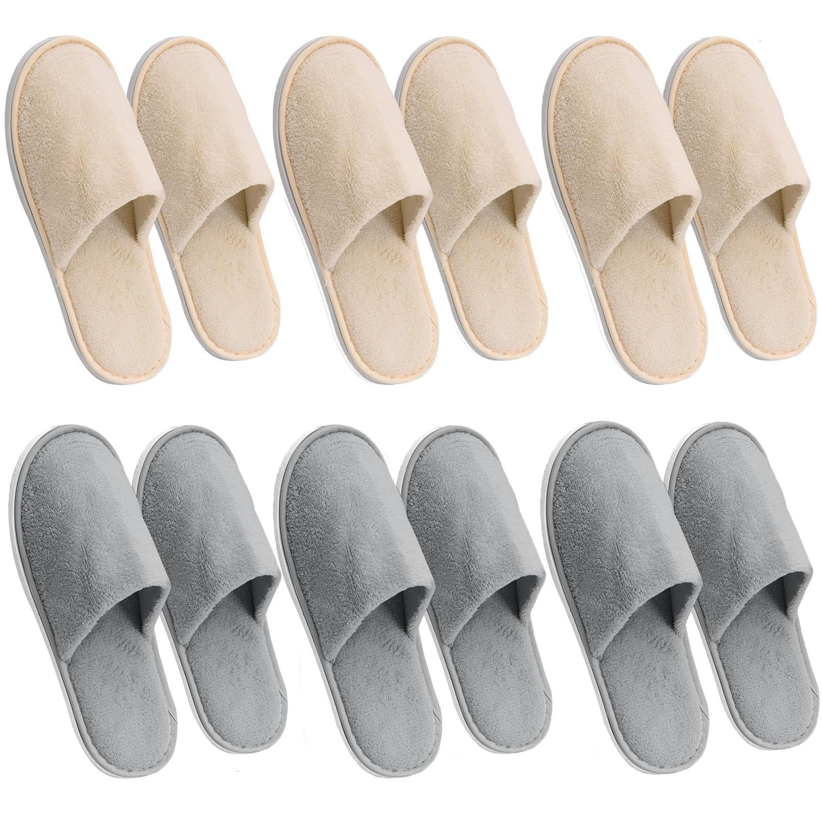 AQUEENLY 6-pairs house slippers, packaged for quick guest setup and reuse