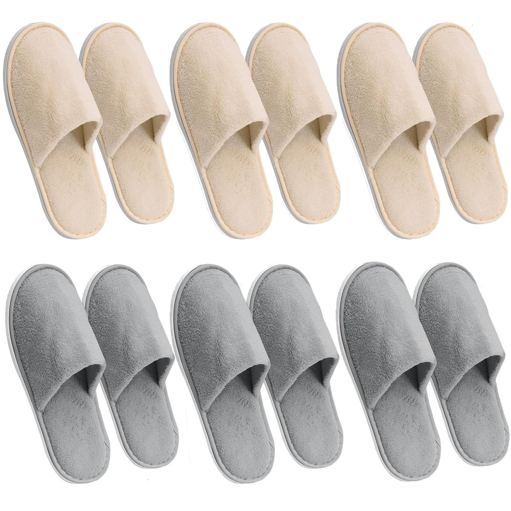 AQUEENLY 6-pairs house slippers, packaged for quick guest setup and reuse