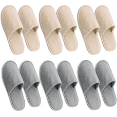 AQUEENLY 6-pairs house slippers, packaged for quick guest setup and reuse