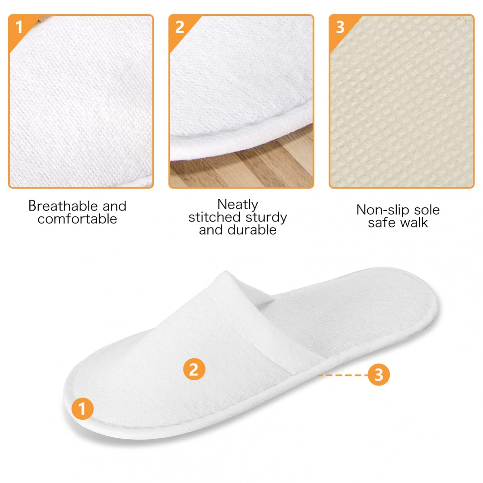 AQUEENLY Spa Slippers non-slip soles demonstrate safe walking in hotel rooms