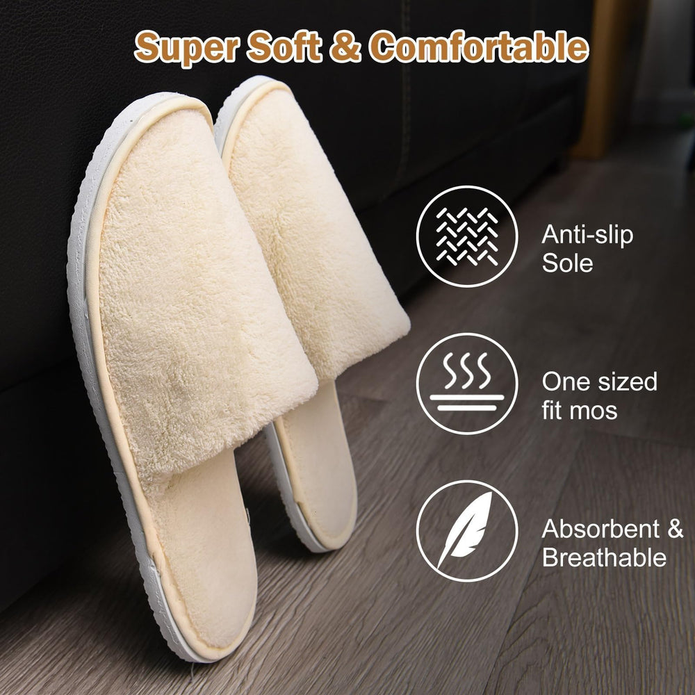 AQUEENLY unisex guest slippers showing size-fit for homes and hotels
