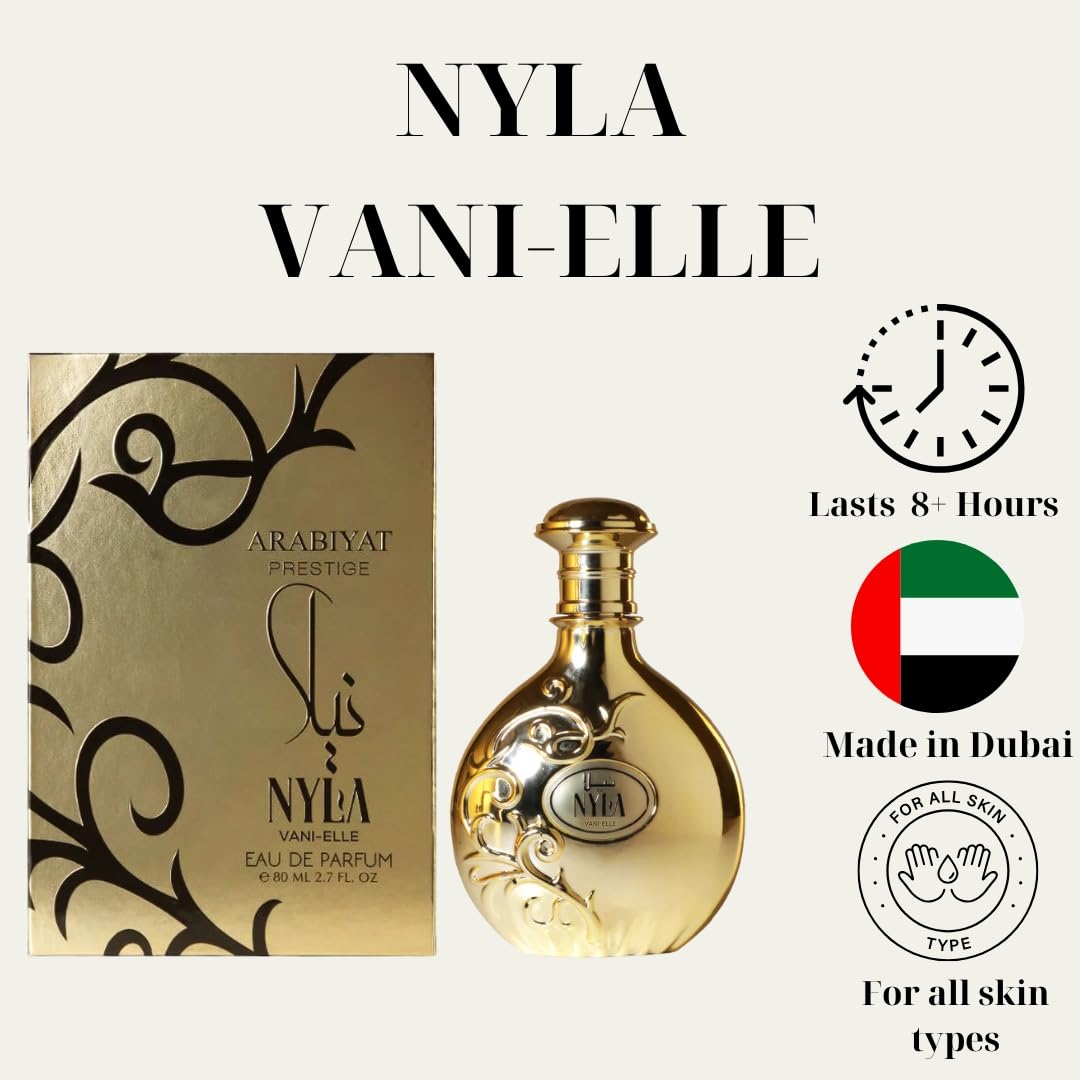 ARABIYAT PRESTIGE Nyla Vani-Elle glass-bottle exterior conveys refined, everyday elegance.