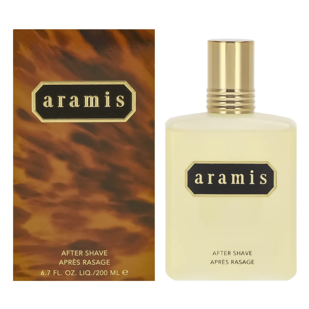 Aramis bottle with woody leather notes for refined grooming ritual.