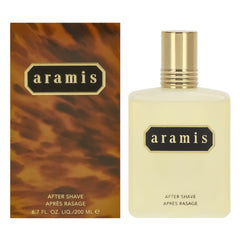 Aramis bottle with woody leather notes for refined grooming ritual.
