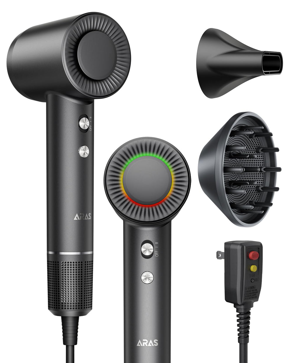 ARAS hair dryer high-speed motor delivers rapid drying for busy mornings.