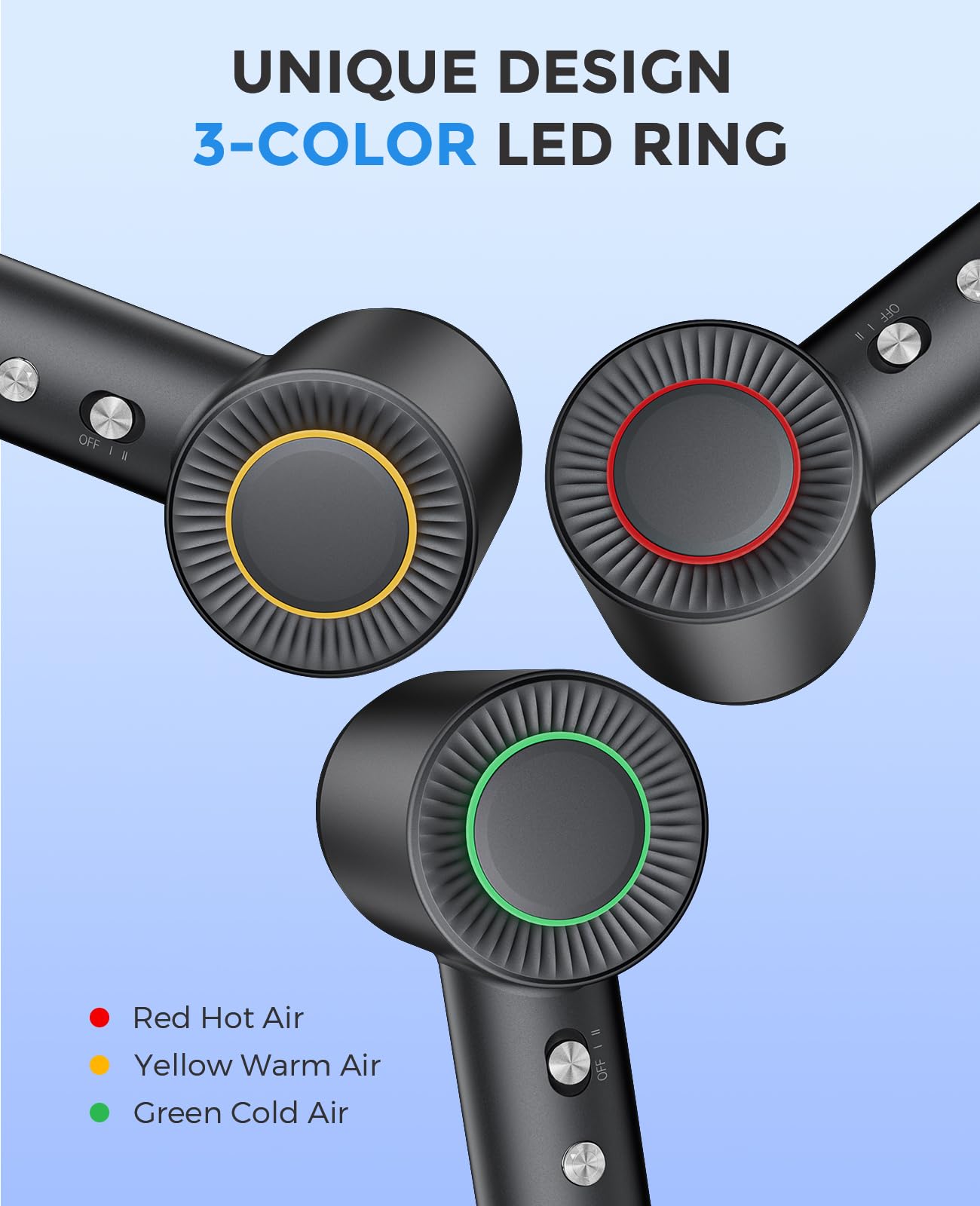 ARAS hair dryer sleek lightweight design for comfortable grip and portability.