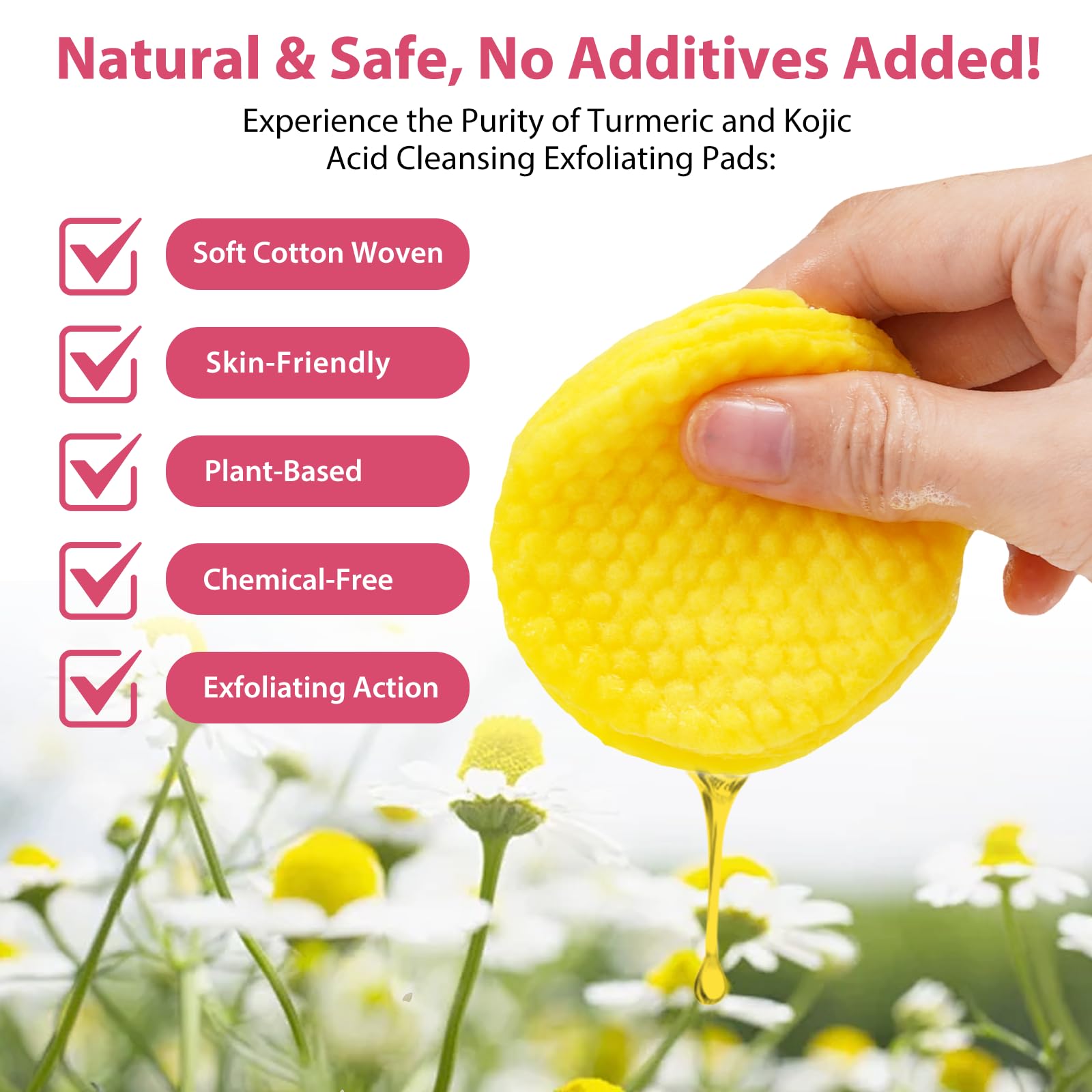 A r b c r n Turmeric Cleansing Pads in use on the face for gentle cleansing