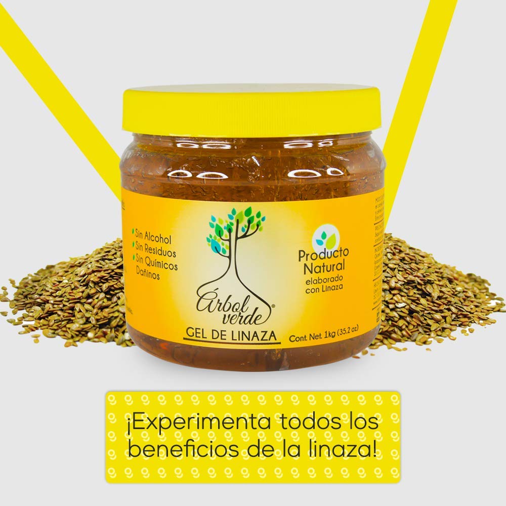 Arbol Verde Linseed Hair Gel application shot shows light sheen and moderate hold for all hair types.