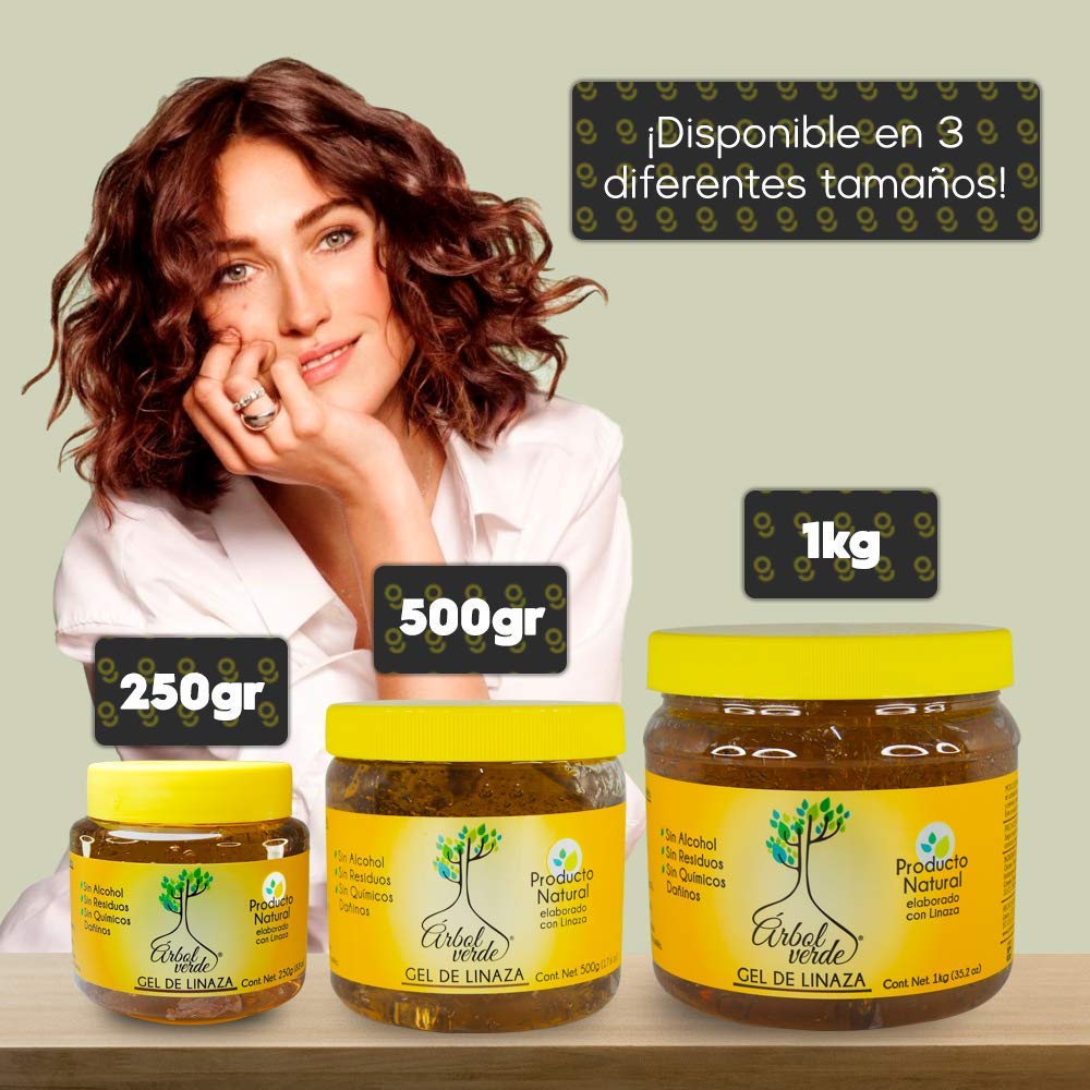 Arbol Verde Linseed Hair Gel packaging and product display communicates natural ingredients and paraben-free promise.