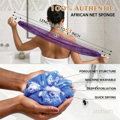 ARCH&M net sponge knots with rich lather demonstrates efficient soap use.