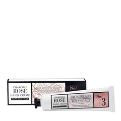 Archipelago Botanicals Charcoal Rose Hand Crème jar close-up showing rich, hydrating texture.