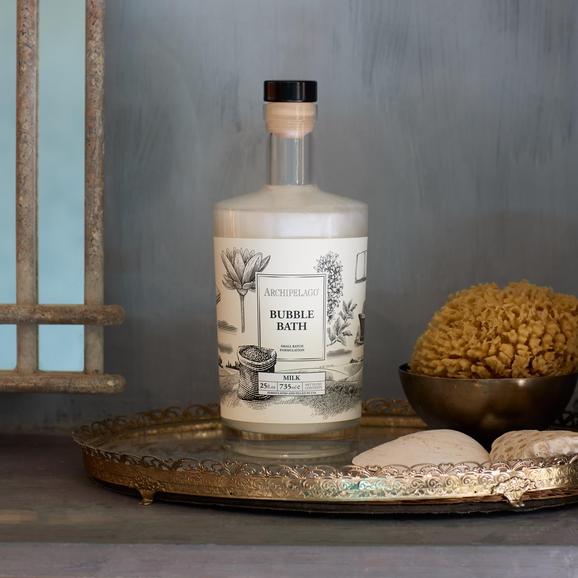 Archipelago Botanicals Luxury Milk Bubble Bath bubbles in tub evoke spa-like relaxation