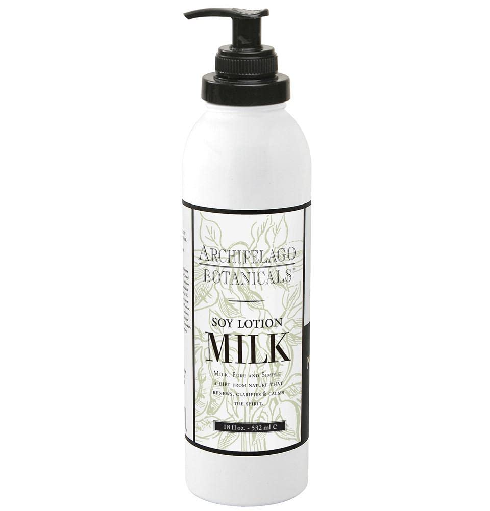 Archipelago Botanicals Soy Milk Lotion bottle delivers lightweight hydration for dry, sensitive skin