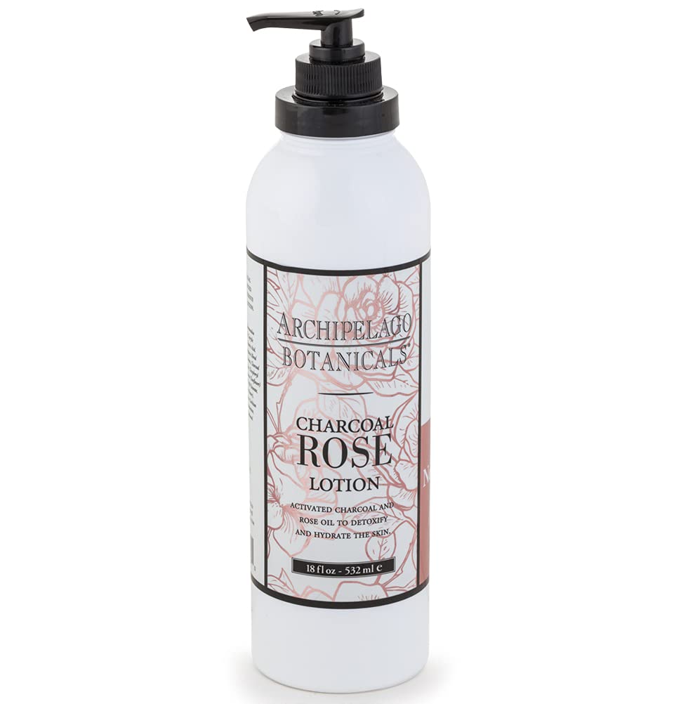 Archipelago Botanicals Charcoal Rose Lotion bottle—hydrating, non-greasy moisture for everyday use.